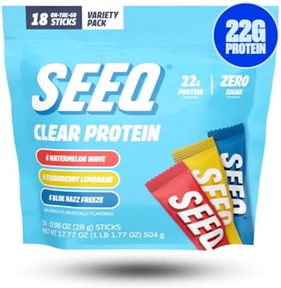 Paquete de Muestras de Proteína Clara SEEQ - 18 Sobres - 22g de Aislado de Proteína de Suero - Sin Azúcar - 0g de Lactosa - Amigable con Alérgenos - - imagen 1