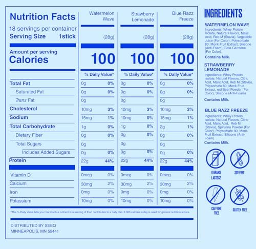 Paquete de Muestras de Proteína Clara SEEQ - 18 Sobres - 22g de Aislado de Proteína de Suero - Sin Azúcar - 0g de Lactosa - Amigable con Alérgenos - - imagen 8