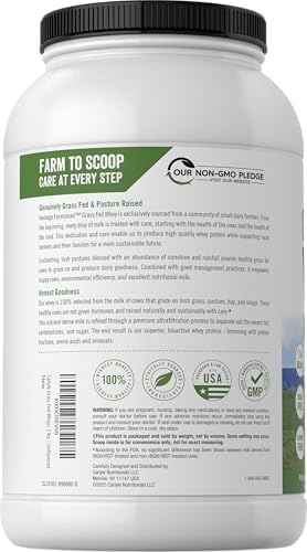 Proteína en Polvo de Suero de Leche Alimentada con Pasto Carlyle | 2lb | 33g de Proteína por Porción | Sin Sabor | Sin Azúcar ni Hormonas | No GMO y - imagen 2