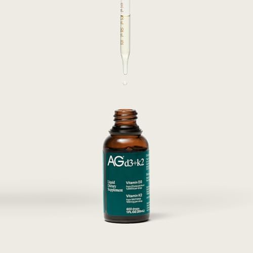 Gotas de Vitamina D3 K2 AG1, 1000UI de Vitamina D3 y 100mcg de K2 por Porción, Apoya la Densidad Ósea y Absorción de Calcio (Athletic Greens) - imagen 4