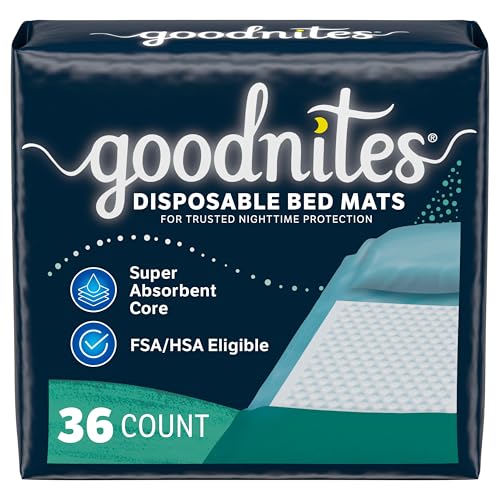 Goodnites Almohadillas Desechables para Cama para Incontinencia, 2.4 x 2.8 pies, 36 piezas (4 paquetes de 9) - imagen 6