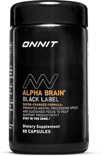 Cápsulas ONNIT Alpha Brain Black Label, Suplemento Cerebral IGEN No GMO para Concentración y Memoria, 80 Contenido - imagen 1