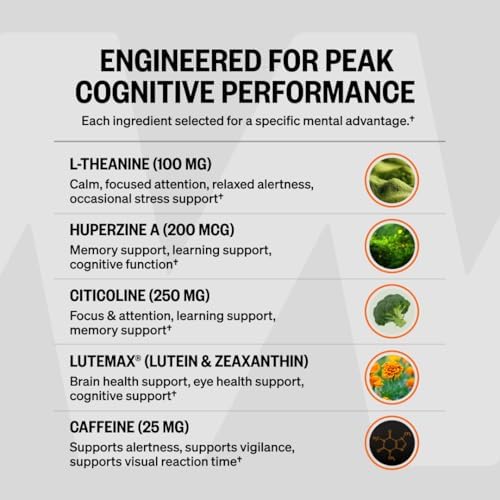 Cápsulas ONNIT Alpha Brain Black Label, Suplemento Cerebral IGEN No GMO para Concentración y Memoria, 80 Contenido - imagen 4