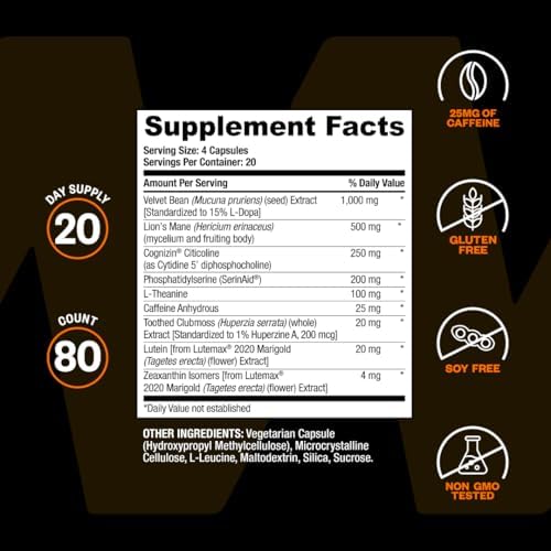 Cápsulas ONNIT Alpha Brain Black Label, Suplemento Cerebral IGEN No GMO para Concentración y Memoria, 80 Contenido - imagen 7