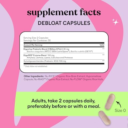 Lemme Debloat Cápsulas 3 en 1 de Prebióticos, Probióticos y Enzimas Digestivas para Alivio de Inflamación y Gas - 60 Cápsulas - imagen 5