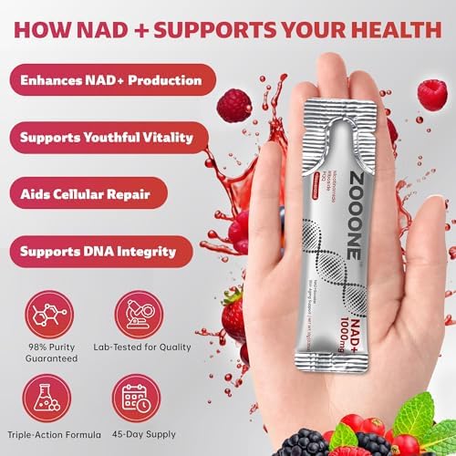 Suplemento de NAD+ zooone 30 piezas, Nicotinamida Ribósido y Resveratrol Premium, Reparación de ADN y Envejecimiento Saludable, Suplemento Avanzado - imagen 3