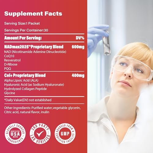 Suplemento de NAD+ zooone 30 piezas, Nicotinamida Ribósido y Resveratrol Premium, Reparación de ADN y Envejecimiento Saludable, Suplemento Avanzado - imagen 4