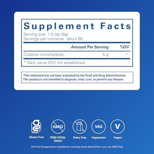 Creatina Pure Encapsulations - Suplemento para Fuerza Muscular, Rendimiento y Recuperación - Polvo para Pre-Entreno - Sin Gluten, No OGM y - imagen 2