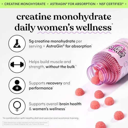 Gomitas de Creatina Monohidratada Lemme para Hombres y Mujeres, 5g para Músculo Magro, Fuerza, Recuperación y Salud Cognitiva, con Ginseng, Sabor - imagen 2