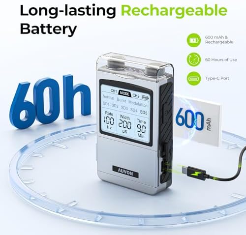 Unidad TENS Recargable AUVON, Estimulador Muscular, Elegible para FSA HSA, Máquina Digital con 8 Modos Personalizables, Masajeador Electrónico para - imagen 7