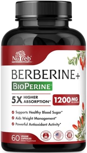 Suplemento de Berberina Nutreb 1200mg - 5X Mayor Absorción - Ultra Puro 98% Berberina HCL - Control de Peso Saludable, Soporte Inmunológico - No GMO, - imagen 1