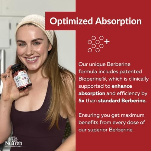 Suplemento de Berberina Nutreb 1200mg - 5X Mayor Absorción - Ultra Puro 98% Berberina HCL - Control de Peso Saludable, Soporte Inmunológico - No GMO, - imagen 3
