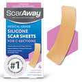 ScarAway Hojas de Silicona Avanzadas para Cicatrices de C-Section, Tiras Reutilizables (1.5” x 7”) para Cicatrices Hipertróficas y Queloides, 4 Hojas - imagen 1