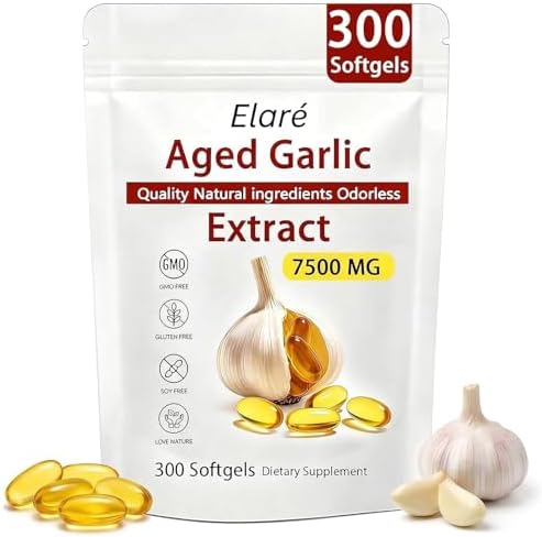 Elare Extracto de Ajo Envejecido - Cápsulas de Ajo Orgánico Sin Olor | Suplementos Antioxidantes para Corazón e Inmunidad, Vegetariano, Natural, No - imagen 1
