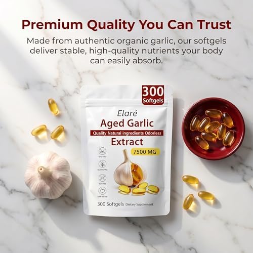 Elare Extracto de Ajo Envejecido - Cápsulas de Ajo Orgánico Sin Olor | Suplementos Antioxidantes para Corazón e Inmunidad, Vegetariano, Natural, No - imagen 3