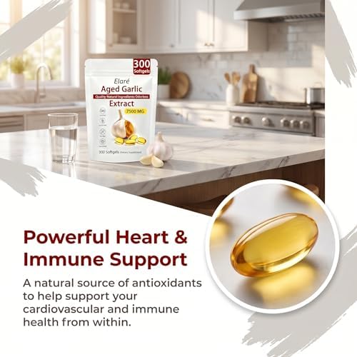 Elare Extracto de Ajo Envejecido - Cápsulas de Ajo Orgánico Sin Olor | Suplementos Antioxidantes para Corazón e Inmunidad, Vegetariano, Natural, No - imagen 4