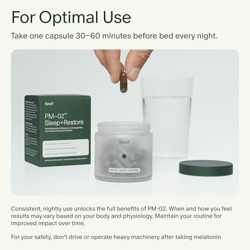 Seed PM-02 Sleep + Restore - Suplemento para Dormir para Mujeres y Hombres - Melatonina Bioidéntica y Ashwagandha - Vegano - 30 Cápsulas (Suministro - imagen 7