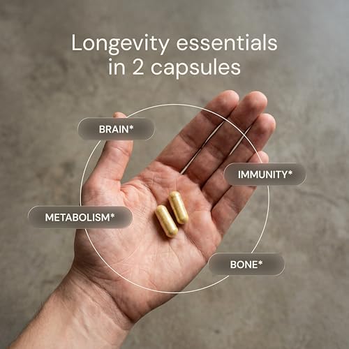 Cápsulas Esenciales Blueprint Bryan Johnson - Multivitamínico/Mineral Diario para Hombres y Mujeres - Suplemento Antioxidante con Calcio, Vitamina - imagen 4