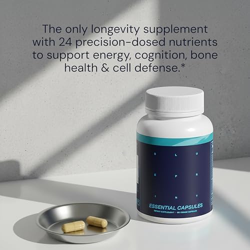 Cápsulas Esenciales Blueprint Bryan Johnson - Multivitamínico/Mineral Diario para Hombres y Mujeres - Suplemento Antioxidante con Calcio, Vitamina - imagen 6