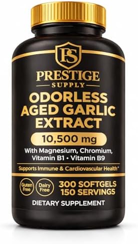Prestige Supply Extracto de Ajo Aged 2026, Suplementos de Ajo Sin Olor con Magnesio, Cromo, B1 y B9, Apoya la Salud Inmunológica y Función Cardíaca | - imagen 1