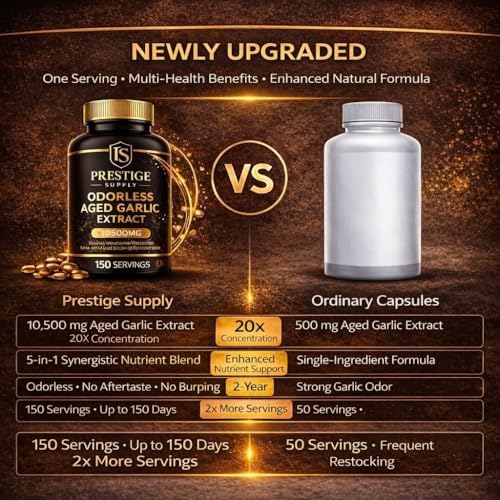Prestige Supply Extracto de Ajo Aged 2026, Suplementos de Ajo Sin Olor con Magnesio, Cromo, B1 y B9, Apoya la Salud Inmunológica y Función Cardíaca | - imagen 5