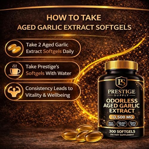Prestige Supply Extracto de Ajo Aged 2026, Suplementos de Ajo Sin Olor con Magnesio, Cromo, B1 y B9, Apoya la Salud Inmunológica y Función Cardíaca | - imagen 6