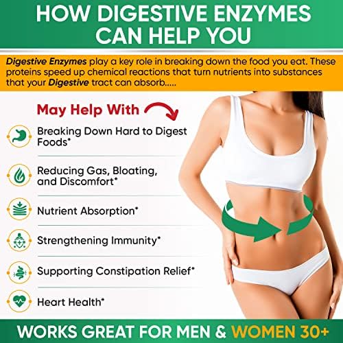 Suplemento de Enzimas Digestivas Wholesome Wellness 1000MG con Prebióticos y Probióticos, 180 Cápsulas, Fórmula Vegana Orgánica para Digestión y - imagen 3