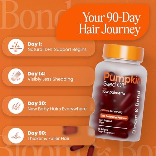Aceite de Semilla de Calabaza Bloom & Bond® con Saw Palmetto para Mujeres [2000mg por Porción] - Softgels Orgánicos Prensados en Frío para Cabello y - imagen 3