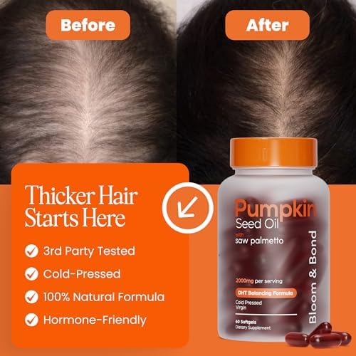 Aceite de Semilla de Calabaza Bloom & Bond® con Saw Palmetto para Mujeres [2000mg por Porción] - Softgels Orgánicos Prensados en Frío para Cabello y - imagen 4