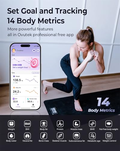 Báscula Profesional Inteligente Ovutek para Peso Corporal, IMC, Grasa Corporal, Masa Muscular, Alta Precisión, Pantalla Grande, Sincroniza con App de - imagen 4