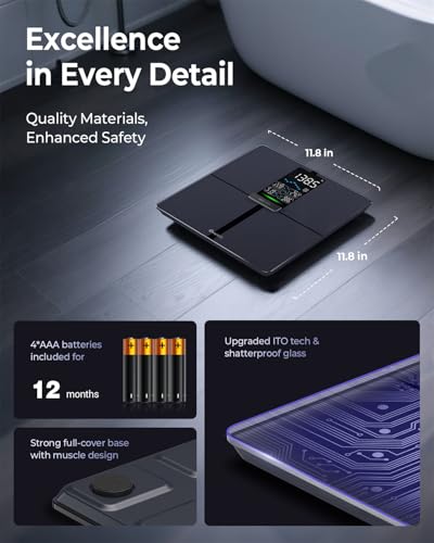 Báscula Profesional Inteligente Ovutek para Peso Corporal, IMC, Grasa Corporal, Masa Muscular, Alta Precisión, Pantalla Grande, Sincroniza con App de - imagen 5
