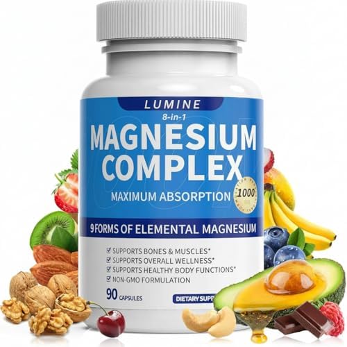 Suplemento de Magnesio Lumine Complejo Avanzado 8 en 1 - 1000mg de Glicinato, Citrato, Malato, Taurato, Quelado, Absorción Fácil, Energía - imagen 1