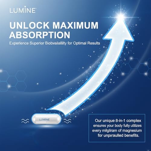 Suplemento de Magnesio Lumine Complejo Avanzado 8 en 1 - 1000mg de Glicinato, Citrato, Malato, Taurato, Quelado, Absorción Fácil, Energía - imagen 5