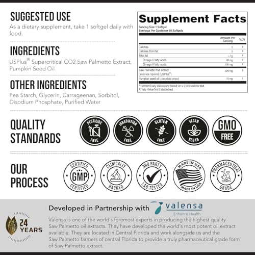 Extracto de Saw Palmetto – Potencia 10X, Grado Farmacéutico - Con Aceite de Semilla de Calabaza - Apoya la Salud Prostática, Alivia Problemas de - imagen 7
