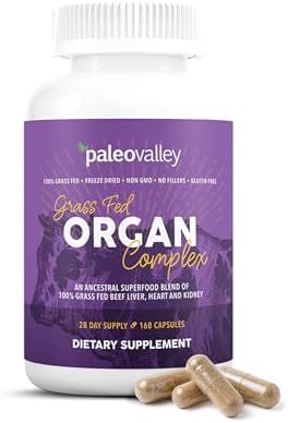 Complejo de Órganos de Res Alimentada con Pasto Paleovalley - Mezcla de Hígado, Corazón y Riñón Deshidratados, 1 Botella - imagen 1