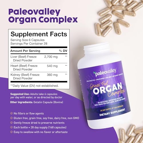 Complejo de Órganos de Res Alimentada con Pasto Paleovalley - Mezcla de Hígado, Corazón y Riñón Deshidratados, 1 Botella - imagen 2