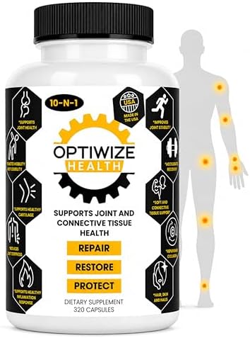 OptiWize Suplemento de Colágeno Hidrolizado 10 en 1 para Articulaciones, MSM, Ácido Hialurónico, Glucosamina, Condroitina y Más - 320 Cápsulas para - imagen 1