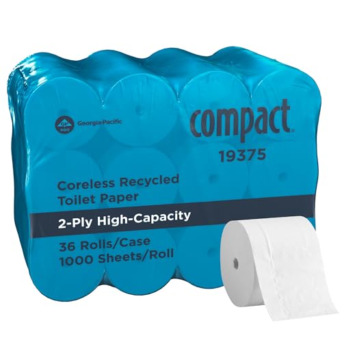 Papel Higiénico Reciclado Compacto de Georgia-Pacific PRO, 2 Capas, Blanco, 1000 Hojas por Rollo, 36 Rollos por Caja, 19375 - imagen 5