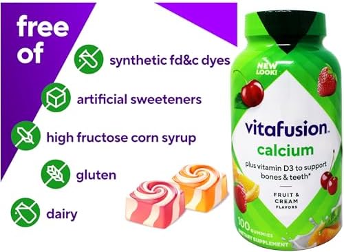 Gomitas VitaFusion de Calcio 500 mg, Suplemento Dietético, Sabores Frutales y de Crema - 100 piezas, Paquete de 2 - imagen 3