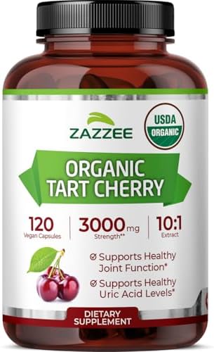 Zazzee Extracto de Cereza Ácida Orgánica 10:1, 120 Cápsulas Veganas, Suministro para 4 Meses, Suplemento Herbal Antioxidante Natural, Hecho en EE. UU. - imagen 1