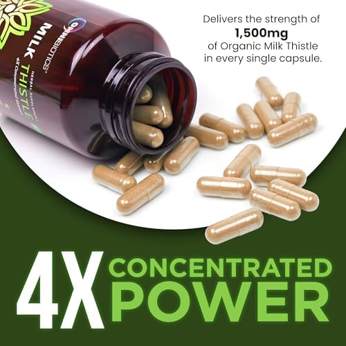 Suplemento Orgánico de Cardo Mariano OmniBiotics 1500mg – Extracto 4X Concentrado con Silimarina – Alta Potencia para Desintoxicación y Soporte - imagen 2
