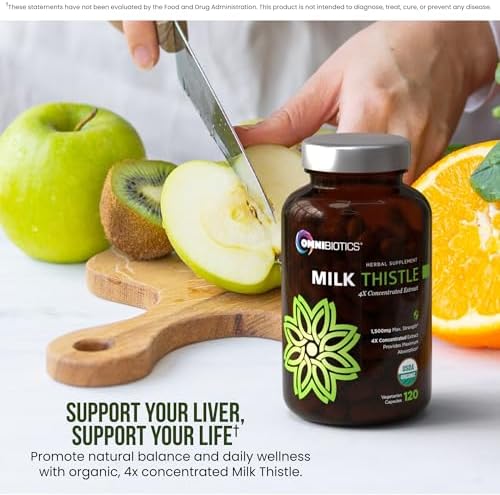 Suplemento Orgánico de Cardo Mariano OmniBiotics 1500mg – Extracto 4X Concentrado con Silimarina – Alta Potencia para Desintoxicación y Soporte - imagen 4