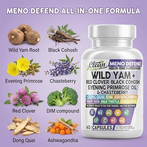 Cápsulas Clean Nutra de Raíz de Ñame Silvestre con Trébol Rojo, Cohosh Negro, Aceite de Onagra y más para el Equilibrio Hormonal de la Mujer - imagen 4