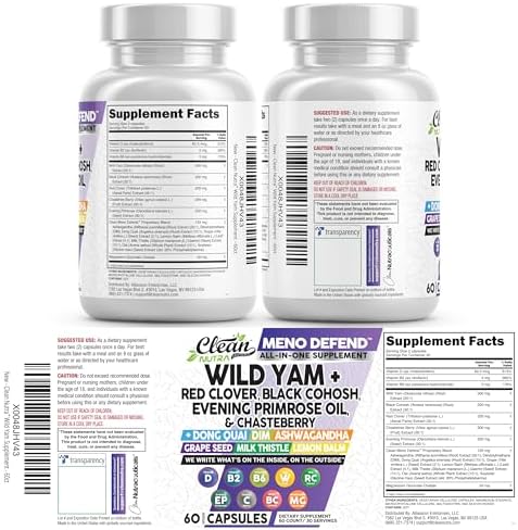 Cápsulas Clean Nutra de Raíz de Ñame Silvestre con Trébol Rojo, Cohosh Negro, Aceite de Onagra y más para el Equilibrio Hormonal de la Mujer - imagen 5