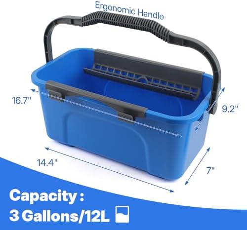 Kit de Limpieza de Ventanas con Cubeta de 3 Galones, Limpiaparabrisas de 14 y Fregador de 15, Mango Largo de 61, Herramienta Profesional para Uso en - imagen 3