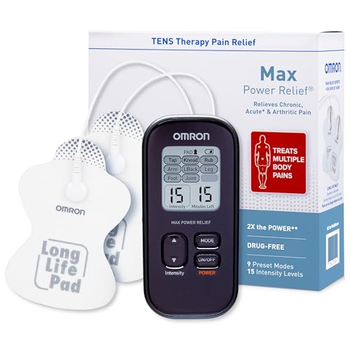 Estimador de Dolor Omron Max Power Relief TENS - Estimulador Muscular Portátil para Alivio Sin Medicamentos - Incluye 2 Almohadillas Reutilizables - imagen 4