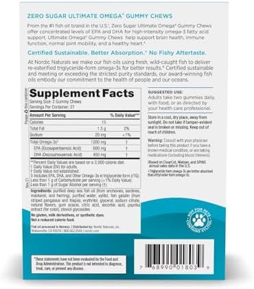 Gomitas Nordic Naturals Zero Azúcar Ultimate Omega - Frutas Tropicales - 54 Gomitas - No GMO - Bienestar Óptimo - 27 Porciones - imagen 2