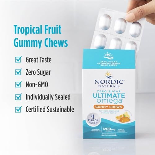Gomitas Nordic Naturals Zero Azúcar Ultimate Omega - Frutas Tropicales - 54 Gomitas - No GMO - Bienestar Óptimo - 27 Porciones - imagen 5