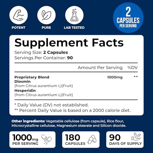We Like Vitamins Diosmina Hesperidina 1000mg – 180 Cápsulas – Suplemento para la Circulación y Drenaje Linfático - imagen 5