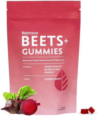 Gomitas Natrava Beets+ - Polvo de Remolacha Premium, Extracto de Semilla de Uva y Vitamina C - Apoya la Presión Arterial y Salud Cardiaca - 50 - imagen 1